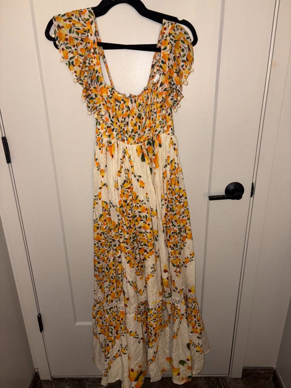 Farm Rio Off White Cashew Crossed Back Maxi Dress - Size M